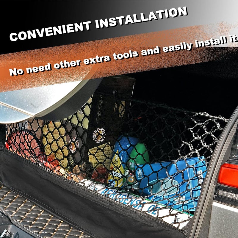 Hacyikee Envelope Style Cargo Net Compatible with Chevrolet Chevy Tahoe, GMC Yukon New 2026 2025 2024 2023 2022 2021 2020 2019 2018 2017 2016 2015 Trunk Car Rear Tailgate Netting - Image 5